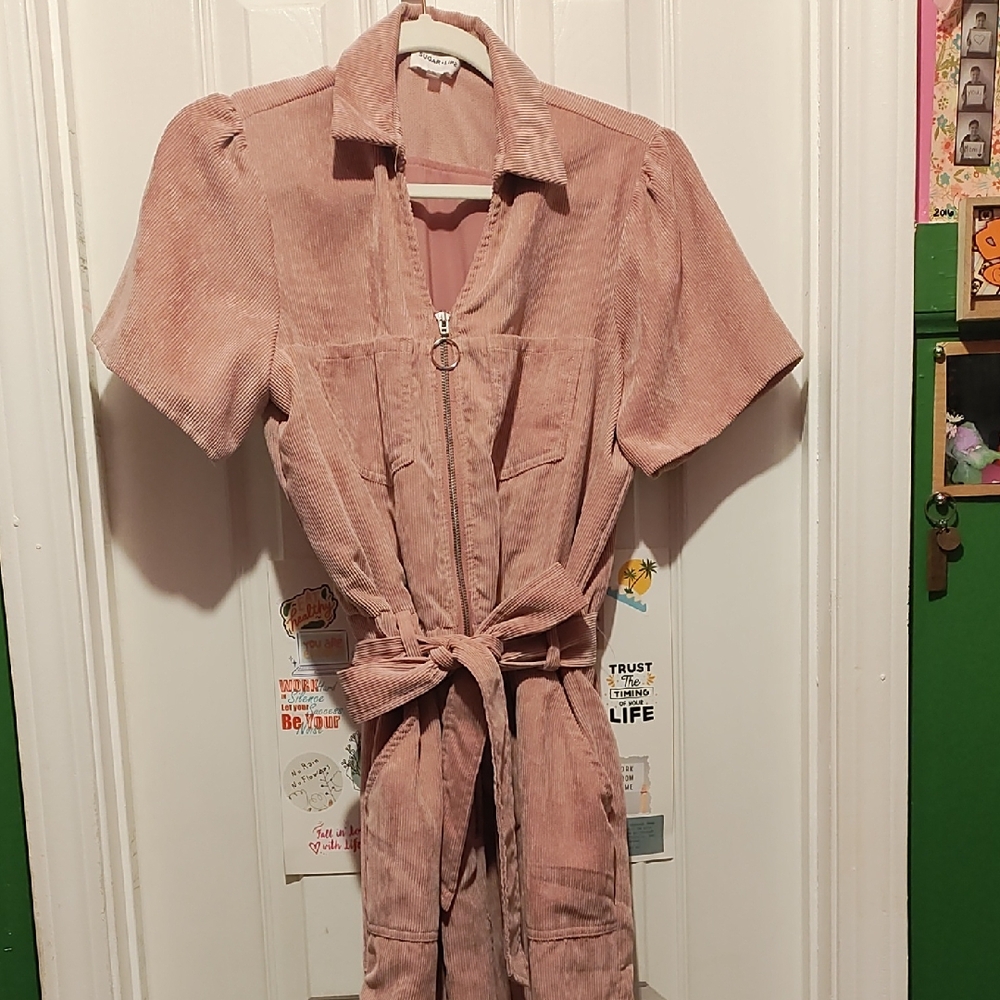 Sugarlips Blush Corduroy Jumpsuit